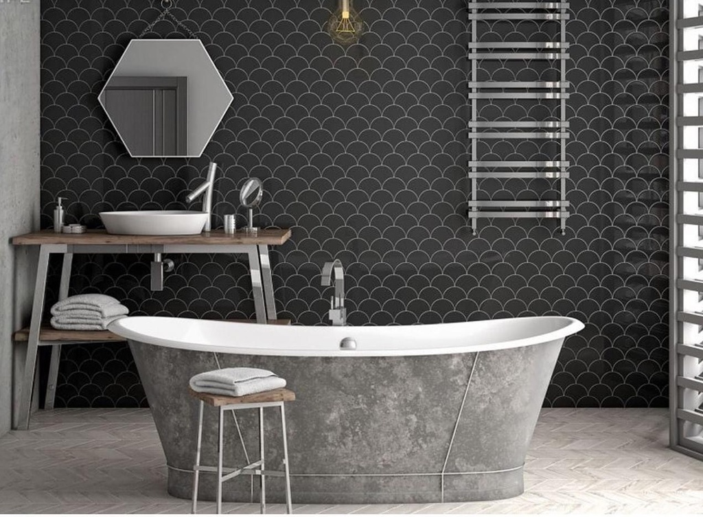 Gạch Mosaic vảy cá đen  mã MHF 09