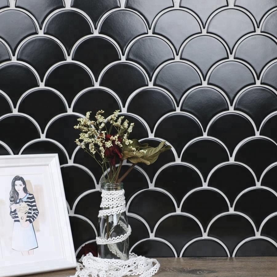 Gạch Mosaic vảy cá đen  mã MHF 09