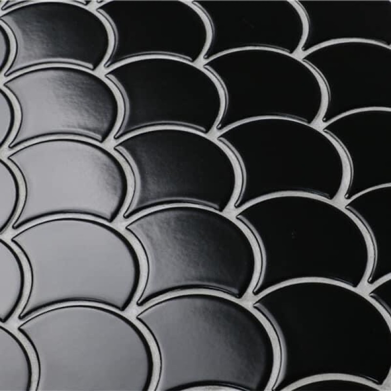 Gạch Mosaic vảy cá đen bóng mã MHF 09-1