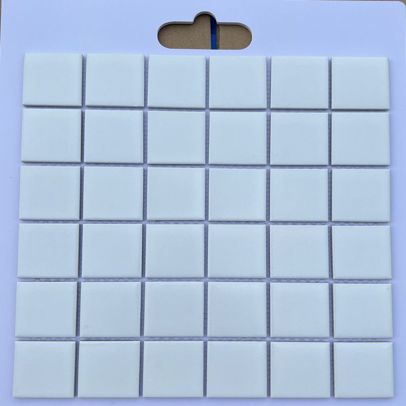 Gạch mosaic gốm men trơn 48x48mm màu trắng mờ 4801M (MGTT016)