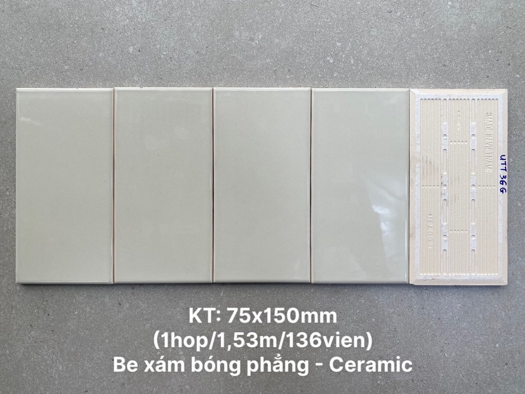 Gạch thẻ xám bóng phẳng KT 75x150mm [UTC36G] [FA0306P]