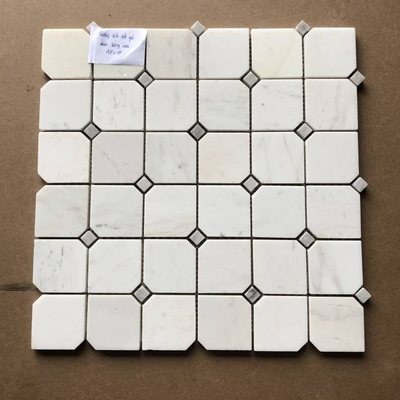 Mosaic đá tự nhiên trắng sữa chip 48x48 LUX-G48M118