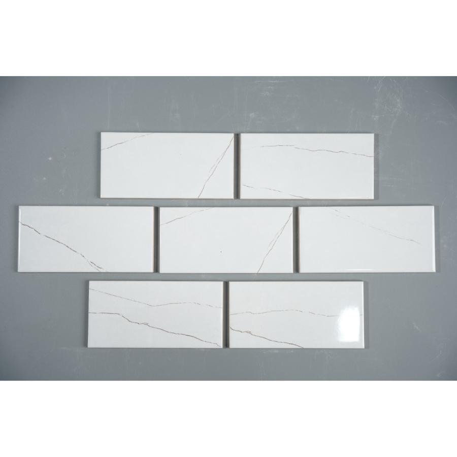 Gạch thẻ VN KT 75x150mm trắng vân tia bóng phẳng mã CU0306P