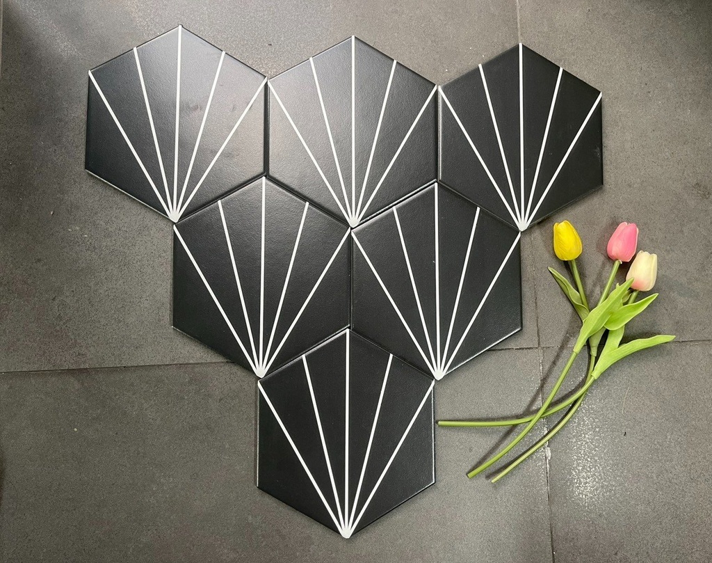 Gạch lục giác đen 5 tia  200x230x115mm FL28