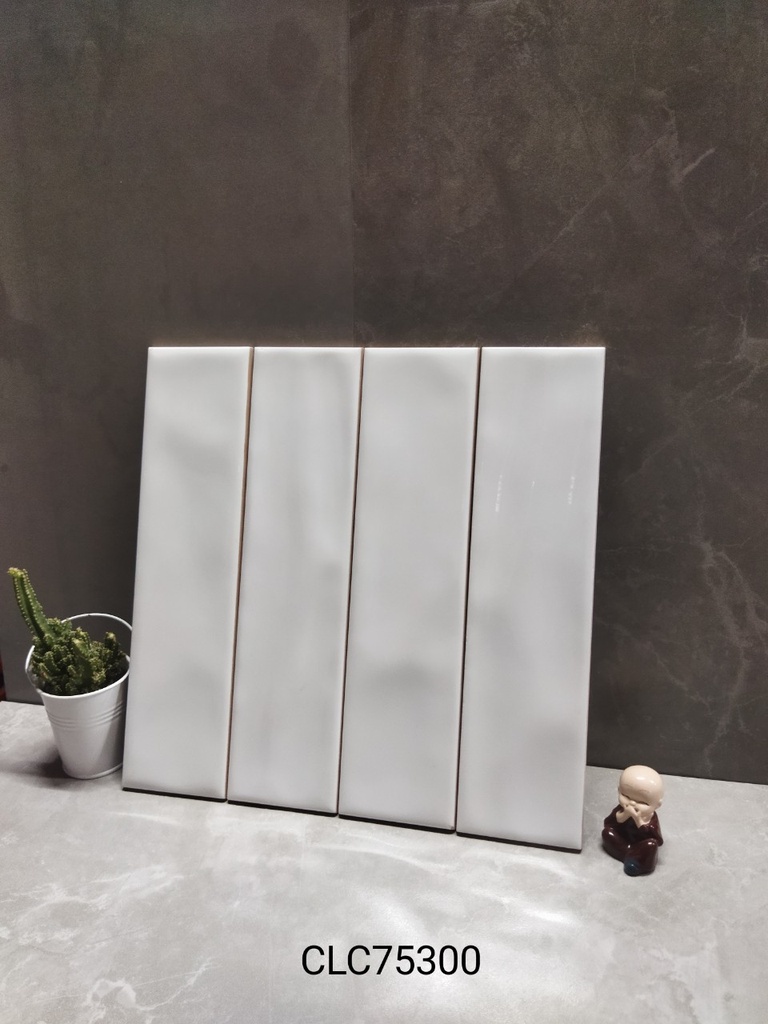 Gạch thẻ Trắng bóng lượn KT 75x300mm CL75300