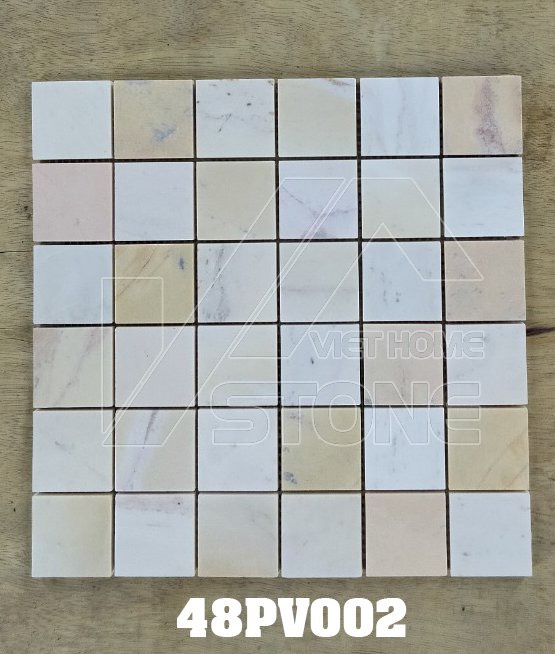 Mosaic đá vàng NA vuông mài bóng chip 48x48