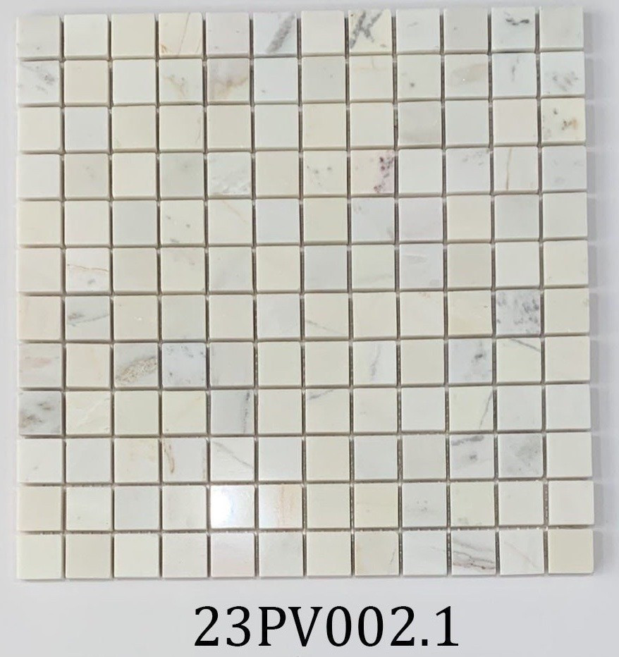 Mosaic đá vàng nhạt NA vuông mài bóng chip 23x23