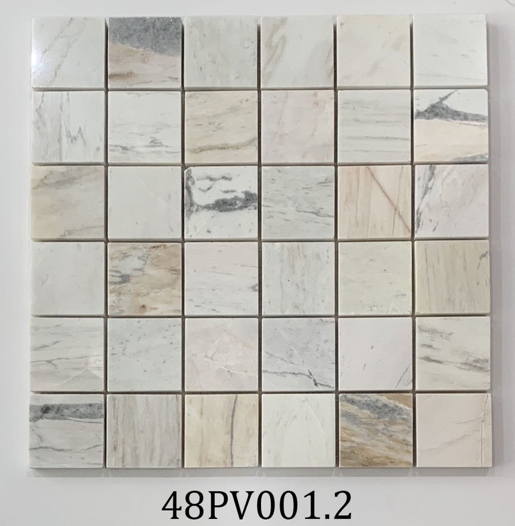 Mosaic đá vân gỗ vuông mài bóng kt 48x48