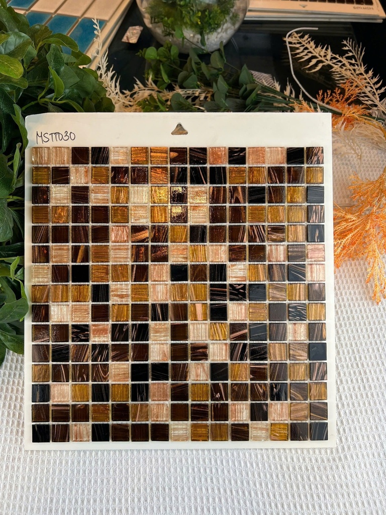 Gạch mosaic xà cừ thủy tinh MST TD30 Chíp 20x20mm