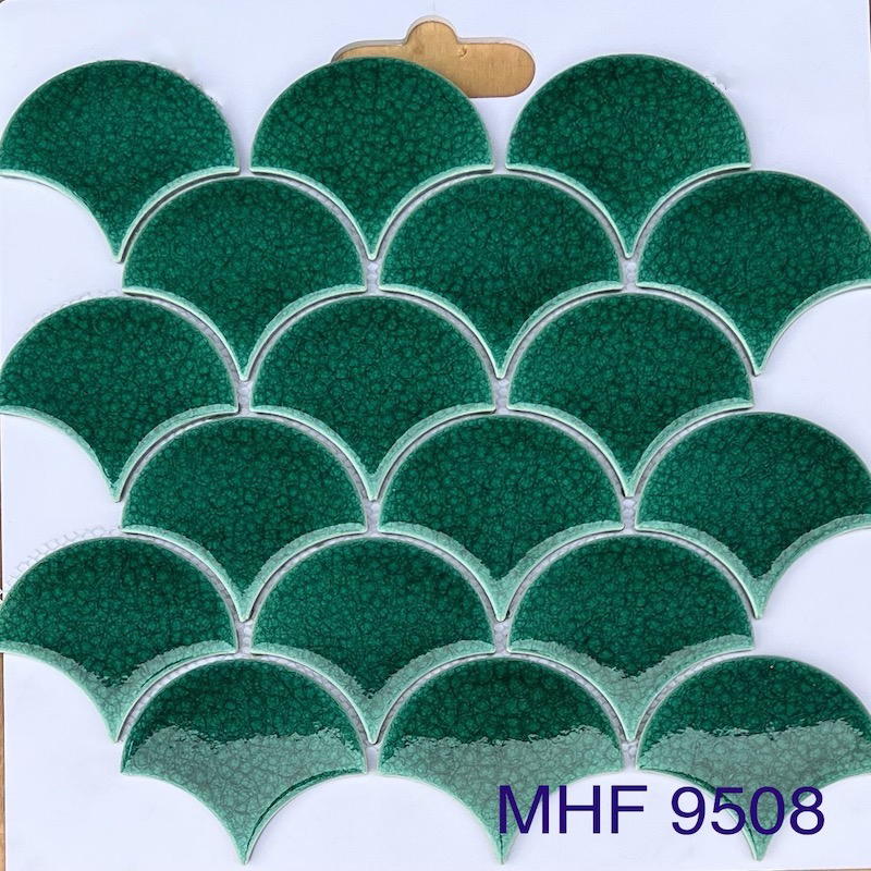 Gạch Mosaic Vảy Cá Men Rạn Xanh Đậm 9507