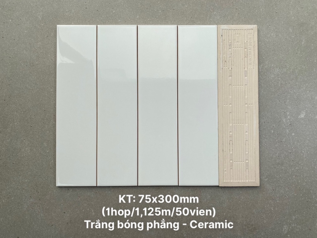 Gạch thẻ 75x300 trắng bóng 101035499 (STA75300)