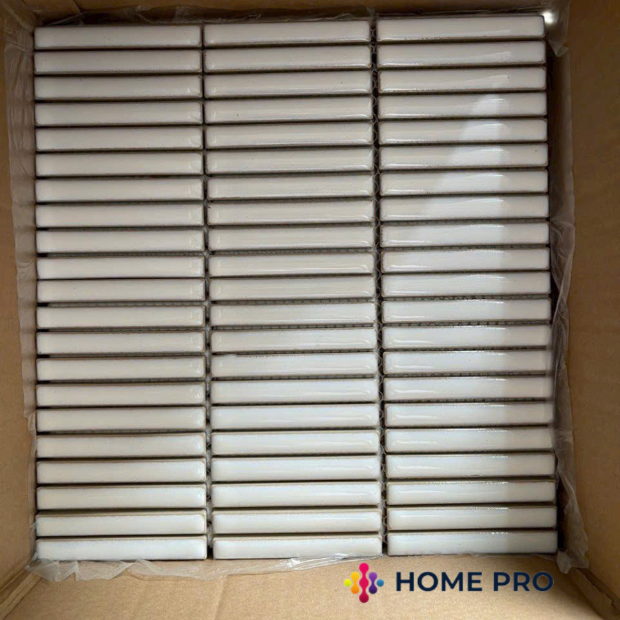 Gạch mosaic Que trắng 1901 Chíp 12*92mm vỉ 280x292mm