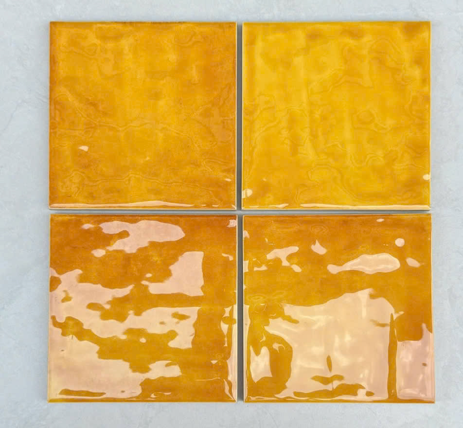 Gạch thẻ màu vàng bóng lượn mặt 120x120x7.5mm