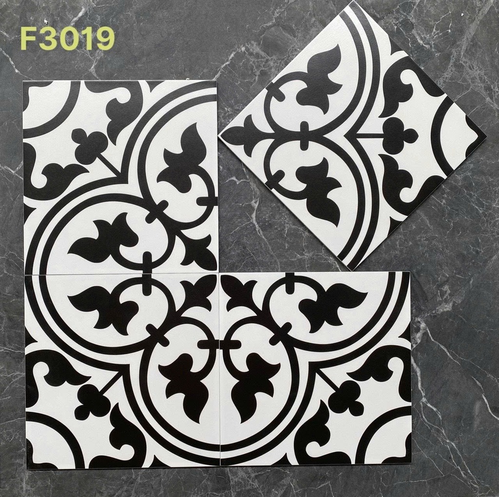 Gạch bông Trung Quốc, men mờ xương porcelain, KT 300x300mm, F3019 (1 hộp/14 viên/1,26m2)