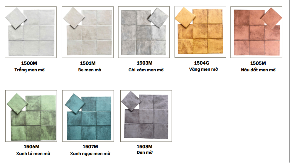 Bộ mẫu Men matt 150x150mm