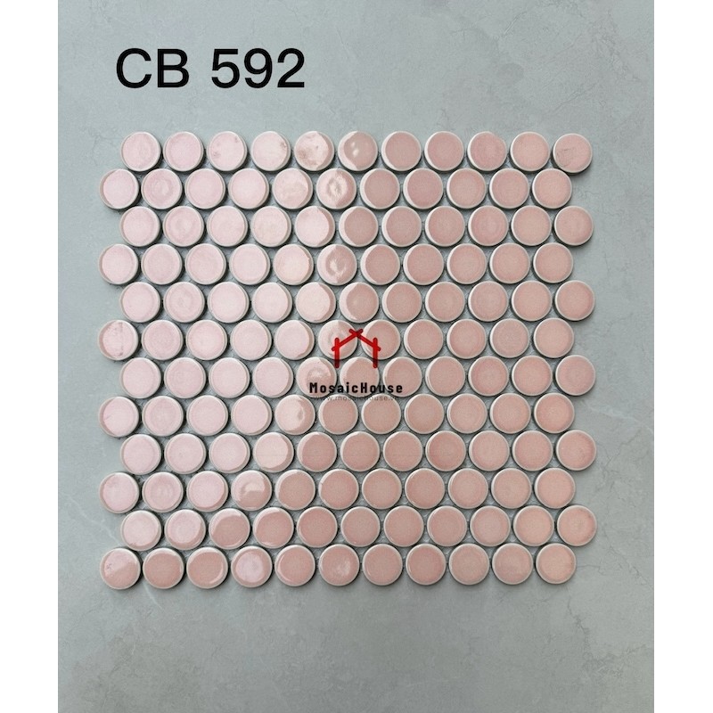 GẠCH MOSAIC CHẤM BI MÀU HỒNG CB 592