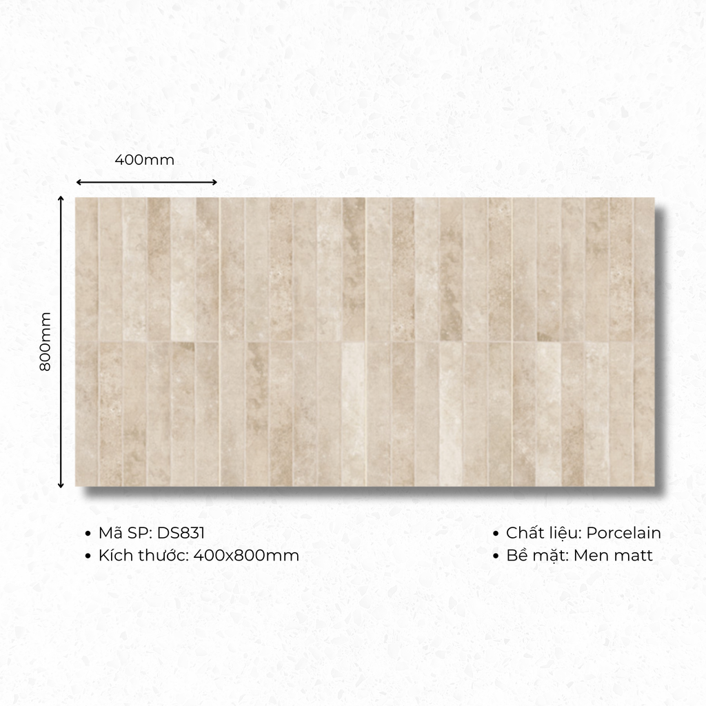Gạch ốp lát 400x800 mã DS831 (1thùng/ 1.92m2/ 6v/ 36,5kg)