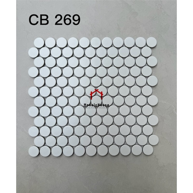 GẠCH MOSAIC CHẤM BI MÀU TRẮNG CB 269