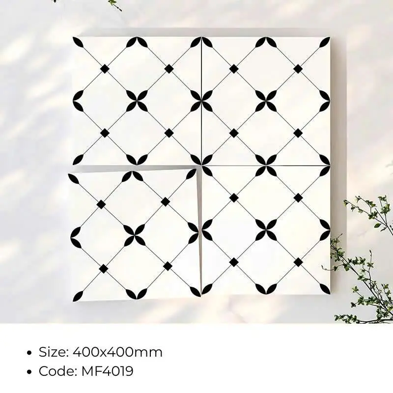 Gạch bông Trung Quốc, men mờ xương porcelain, KT 40x40, H010/MF4019 (1 hộp/10 viên/1,6m2)