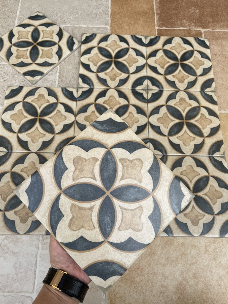 Gạch bông Trung Quốc, men mờ xương porcelain, KT 200x200, MHB215 (1 hộp/25 viên/1m2)