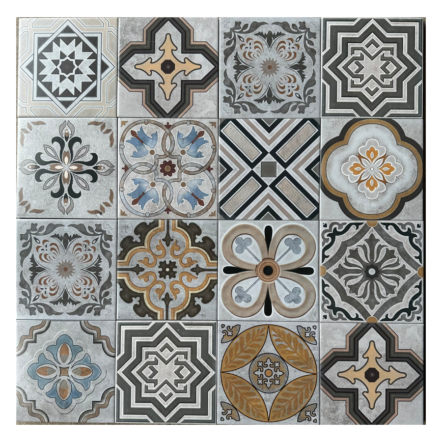 Gạch bông Trung Quốc, men mờ xương porcelain, KT 200x200mm, MHB258 (1 hộp/25 viên/1m2)