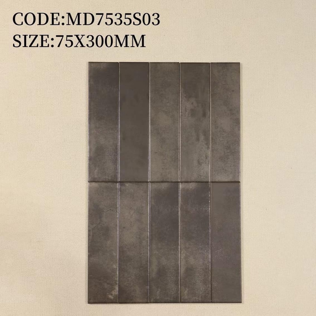 Gạch thẻ Porcelain mờ phẳng KT 75x300 mã MD7534S03