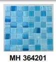 Gạch mosaic thủy tinh vân mây nhập khẩu, màu xanh mix, KT viên 36mm x 36mm, KT vỉ 300x300mm, MH 364201 (1 thùng 22 vĩ = 2m2)