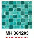 Gạch mosaic thủy tinh vân mây nhập khẩu, màu xanh mix, KT viên 36mm x 36mm, KT vỉ 300x300mm, MH 364205 (1 thùng 22 vĩ = 2m2)