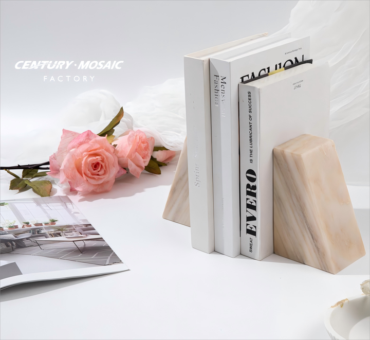 Đế giữ sách đá cẩm thạch Calacatta Rosa Centurymosaic