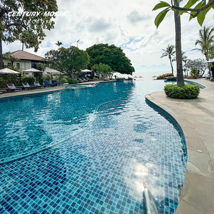 Gạch khảm hồ bơi hình vuông hiện đại Centurymosaic màu xanh lam 6mm