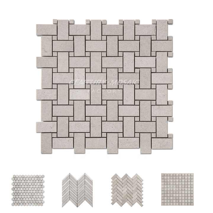 Gạch MOSAIC Đá Travertine Màu Kem Sáng