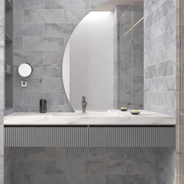 Gạch khảm đá cẩm thạch Andes xám bóng, thiết kế hiện đại