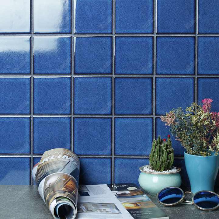 Gạch khảm men bóng màu xanh đậm chống thấm cho tường phòng tắm, kích thước 100x100mm (4x4 inch)