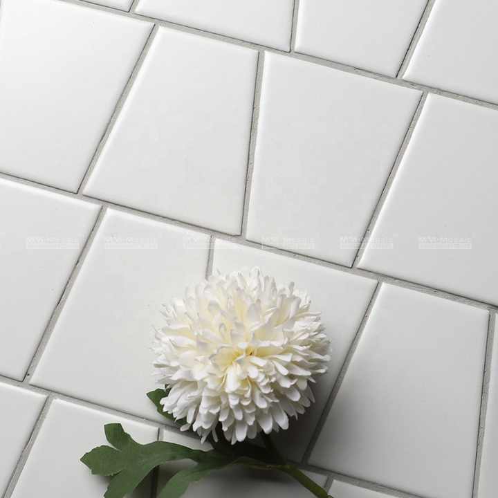 Gạch khảm men sứ hình thang trắng mờ ốp tường nhà tắm nhà bếp