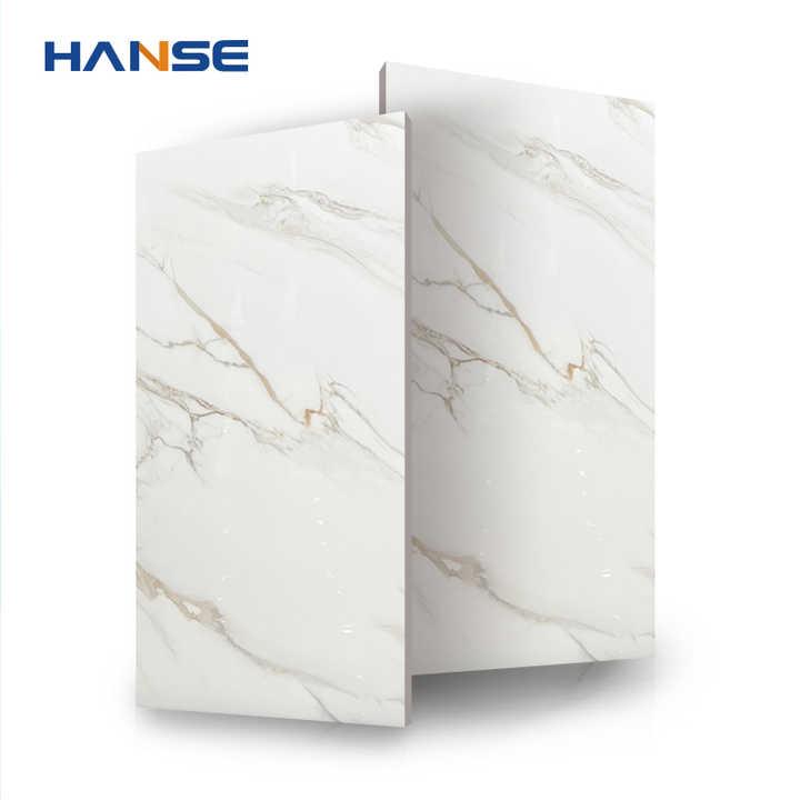 Gạch men sứ trắng bóng khổ lớn vân đá ốp lát nhà bếp phòng tắm