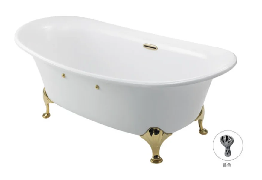 Bồn tắm ngọc trai không có tay vịn, chân vàng PPY1806PWGEP