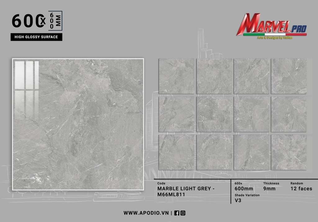 Gạch ốp lát Apodio M66ML811 (Bóng)