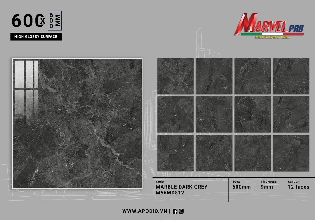 Gạch ốp lát Apodio M66MD812 (Bóng)