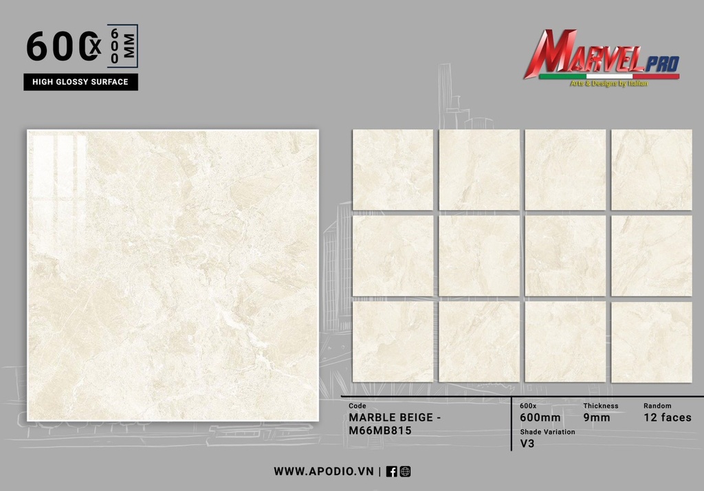 Gạch ốp lát Apodio M66MB815 (Bóng)