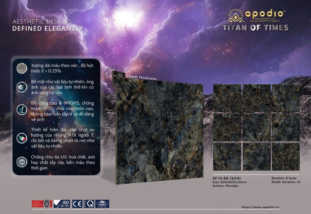 Gạch ốp lát Apodio 80x80 AF.10.88.76041 - Matt Tinh thể