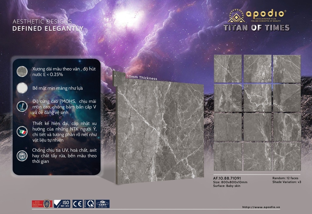 Gạch ốp lát Apodio 80x80 AF.10.88.71091 - Matt mịn