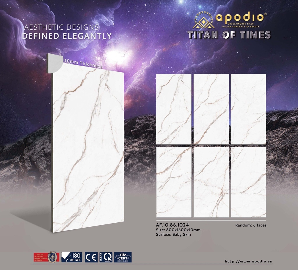 Gạch ốp lát Apodio 80x160 AF.10.86.1024 (Bianco Calacatta)