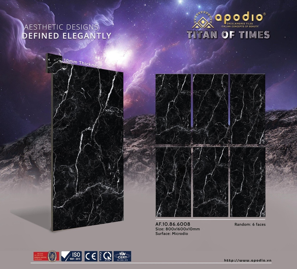 Gạch ốp lát Apodio 80x160 AF.10.86.6008 (Nero Marquina)