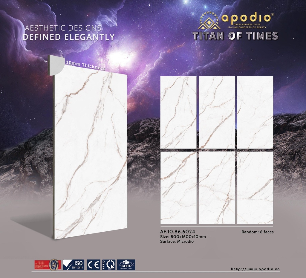 Gạch ốp lát Apodio 80x160 AF.10.86.6024 (Bianco Calacatta)