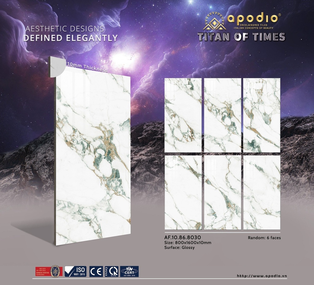 Gạch ốp lát Apodio 80x160 AF.10.86.8030 (Jade Arabescato)