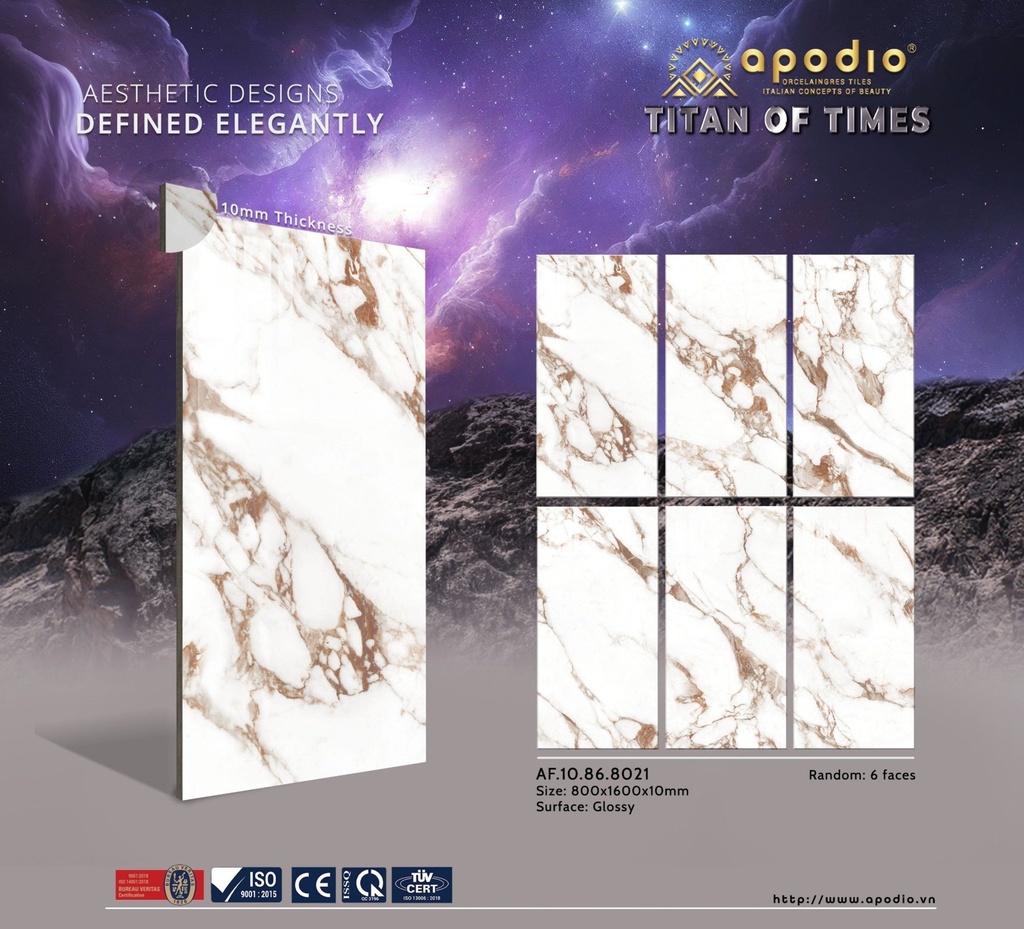 Gạch ốp lát Apodio 80x160 AF.10.86.8021 (Calacatta Oro)
