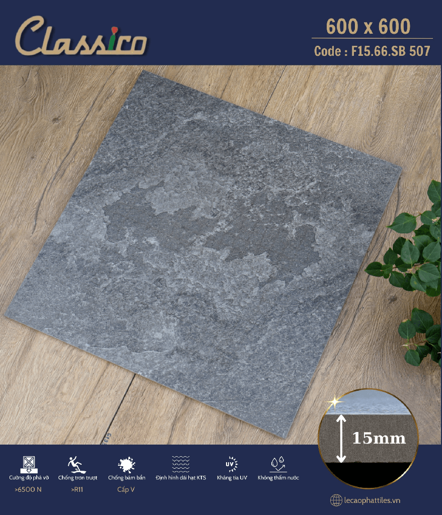 Gạch ốp lát Apodio CLASSICO F1566SB507 (Mờ) (15mm)