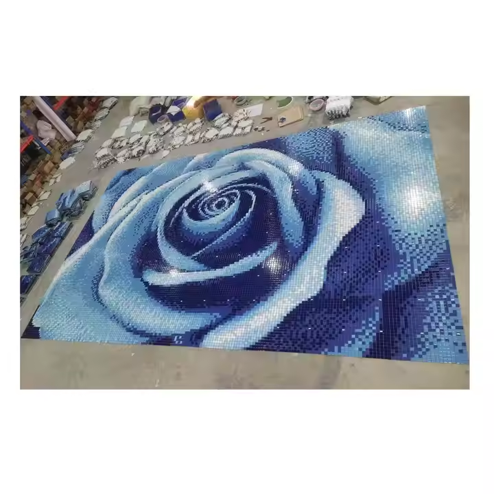 Gạch ốp tường mOSAIC kính nghệ thuật trang trí thủ công họa tiết hoa nhiều màu tùy chỉnh