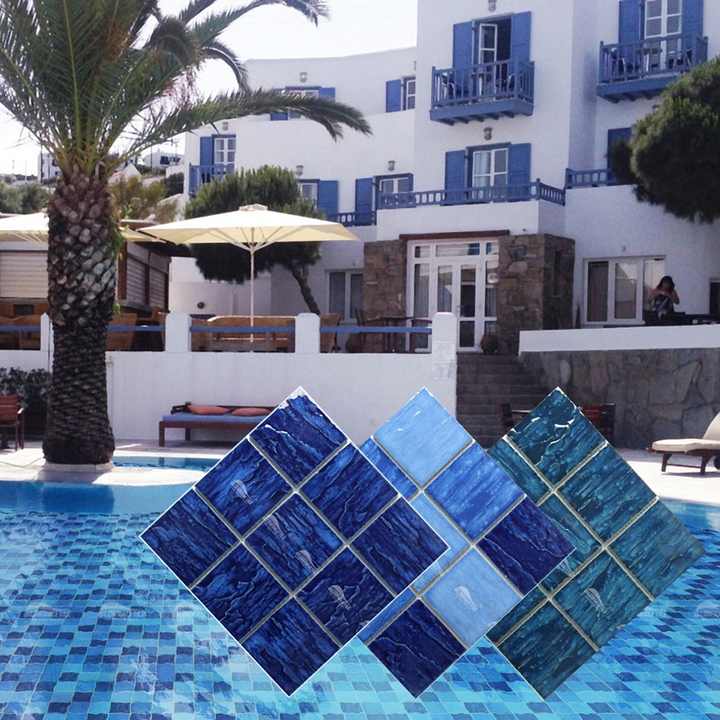 Gạch Bể Bơi Men Bóng Xanh Đậm Bluwhale 4 Inch Mosaic 95x95mm