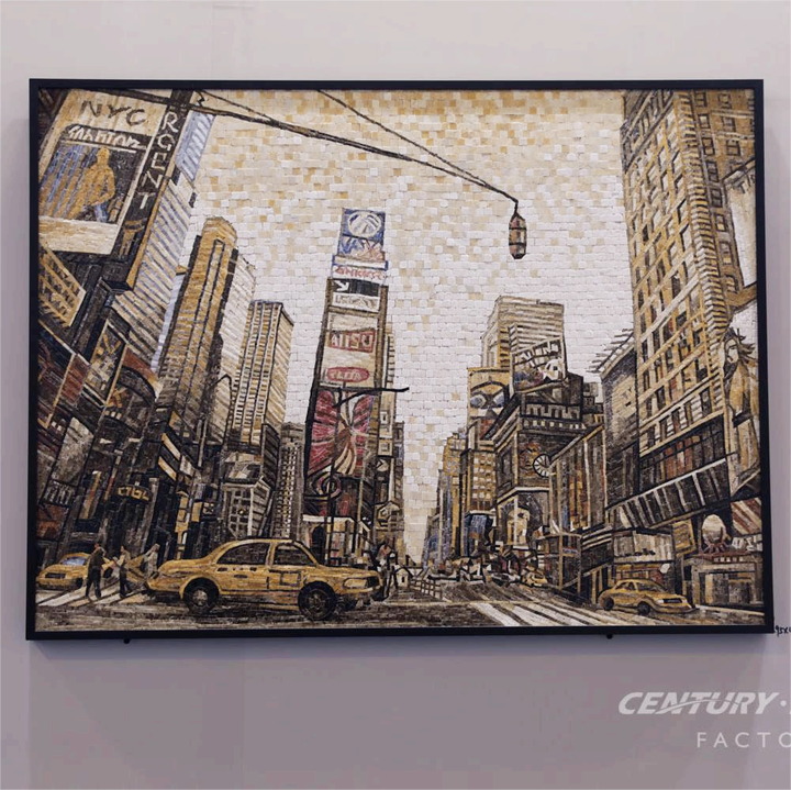 Gạch khảm đá và cỏ thủ công cao cấp trang trí tường phòng khách